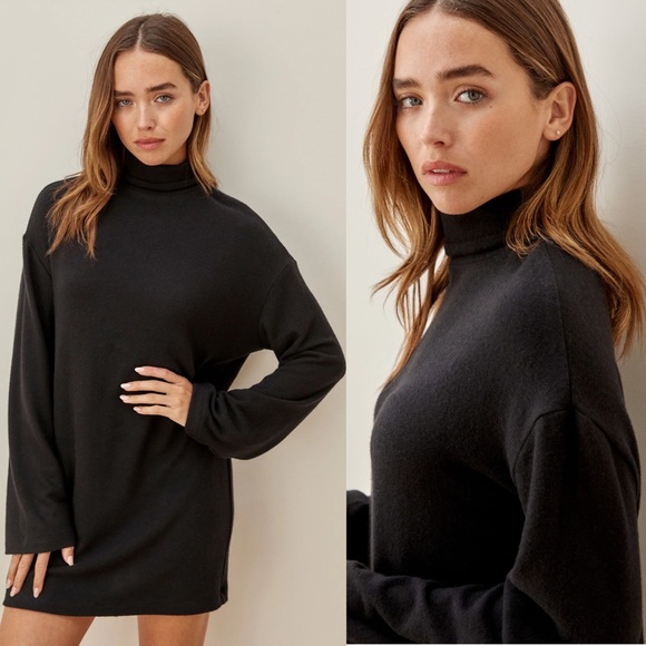 Reformation Dresses & Skirts - NEW Reformation Black Aspen Mini Sweater Dress in Large